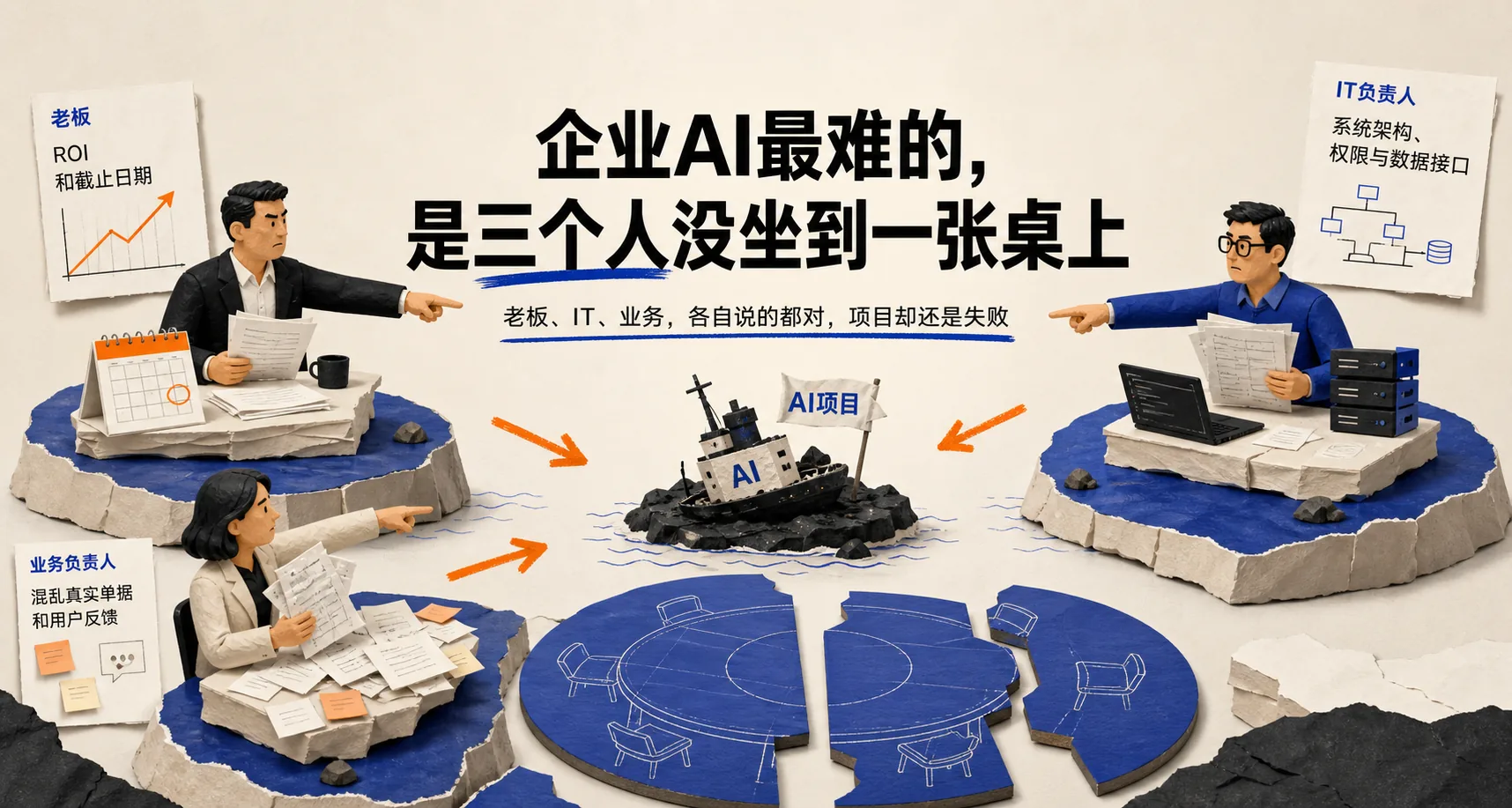企业AI最难的，是三个人没坐到一张桌上