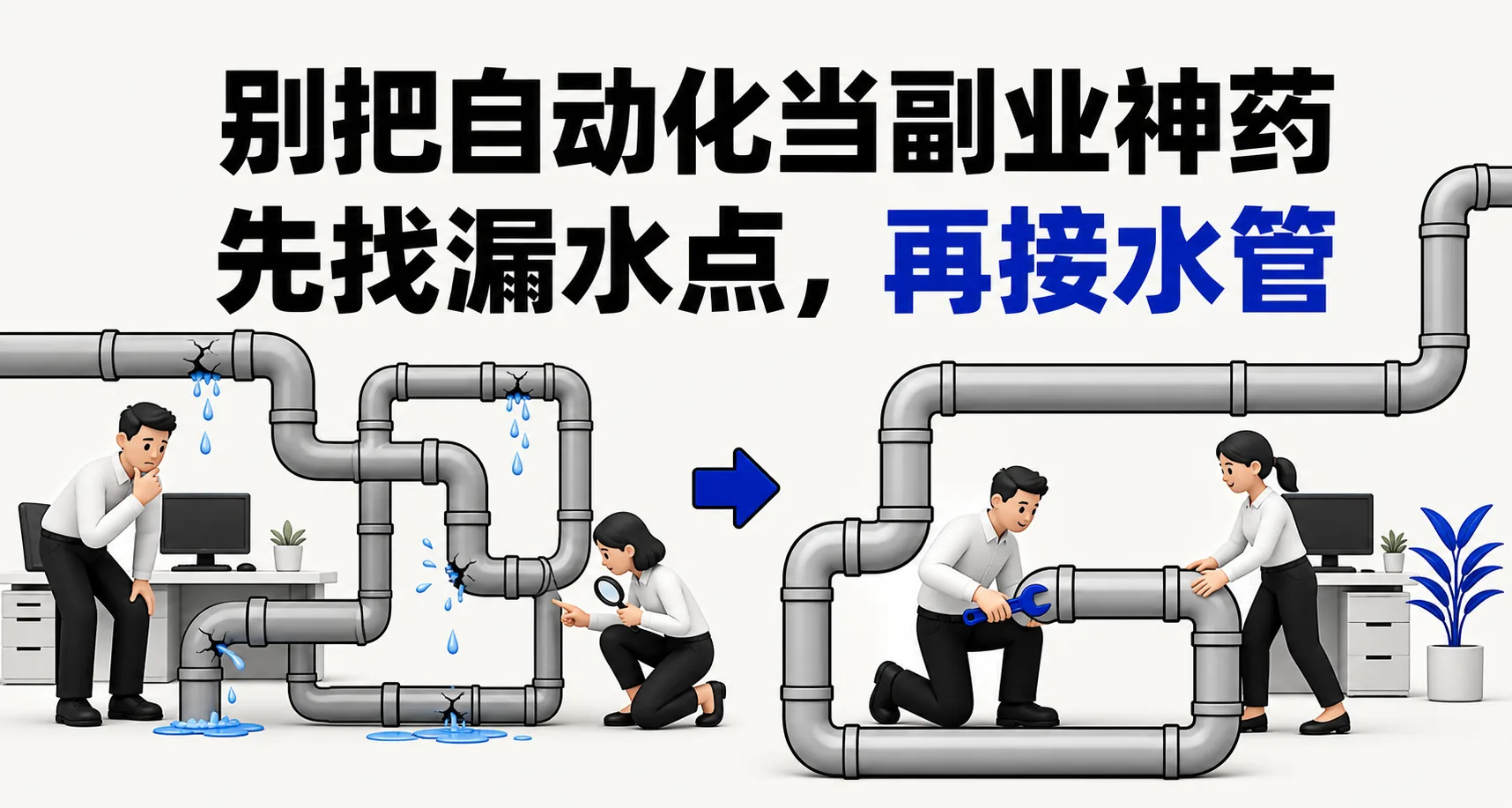 别把自动化当副业神药：先找漏水点，再接水管