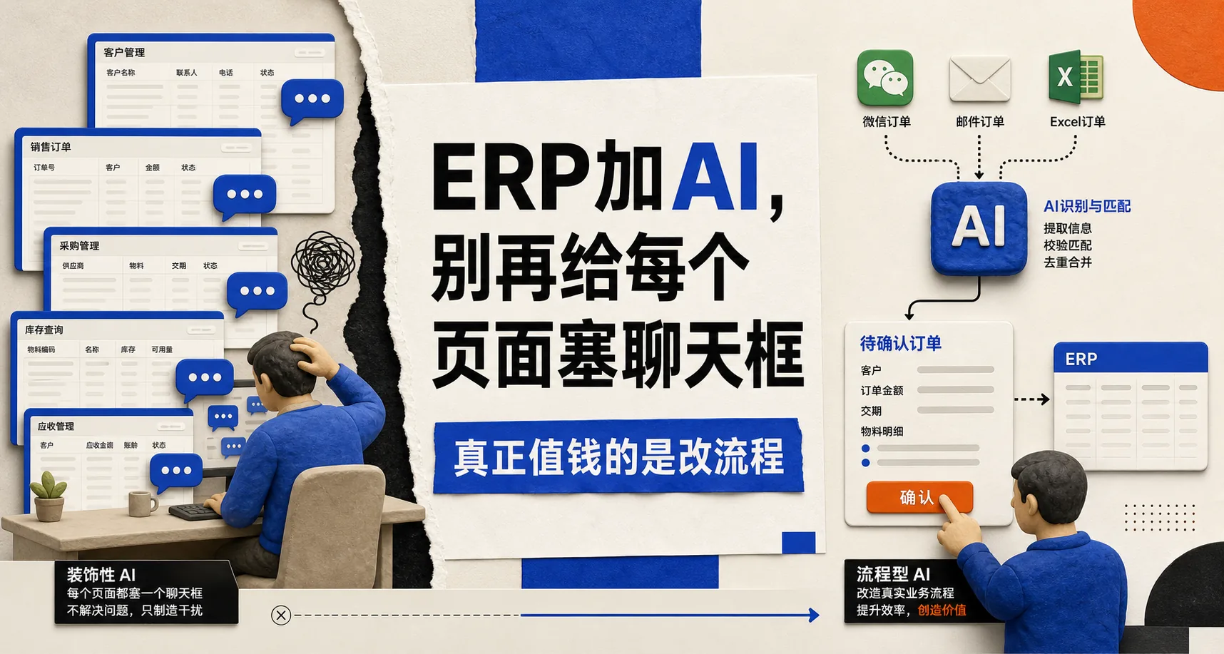 ERP加AI，别再给每个页面塞聊天框
